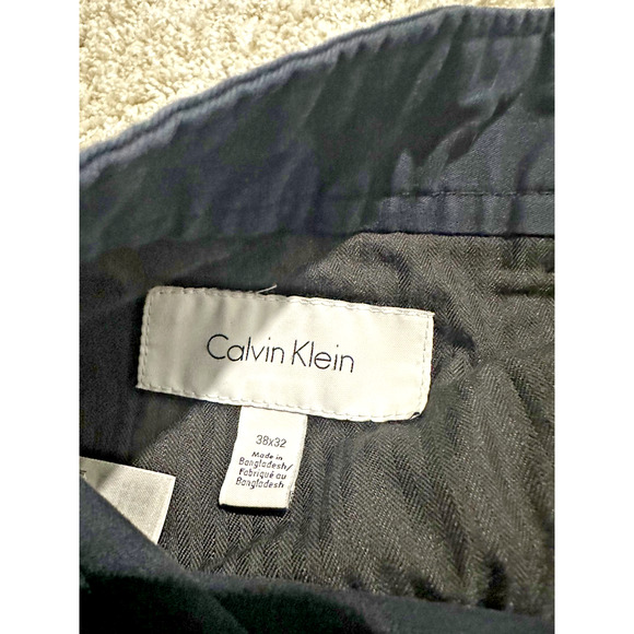 Calvin Klein Men’s Slim Fit Pants 38x30.5 Black Stretch Cotton Dress Casual - Picture 2 of 9